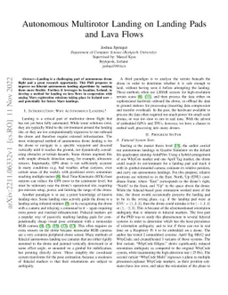 Autonomous Multirotor Landing on Landing Pads and Lava Flows