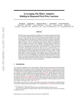 Leveraging the Hints: Adaptive Bidding in Repeated First-Price Auctions