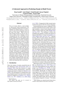 A Federated Approach to Predicting Emojis in Hindi Tweets