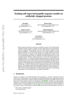 Training self-supervised peptide sequence models on artificially chopped
  proteins