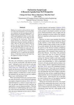 FinTech for Social Good: A Research Agenda from NLP Perspective