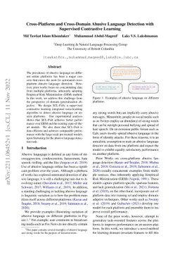 Cross-Platform and Cross-Domain Abusive Language Detection with
  Supervised Contrastive Learning
