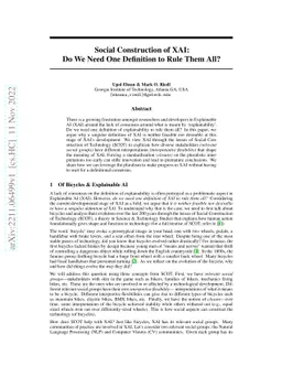 Social Construction of XAI: Do We Need One Definition to Rule Them All?