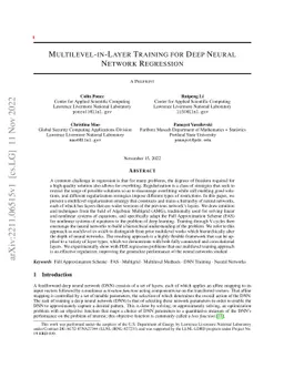 Multilevel-in-Layer Training for Deep Neural Network Regression