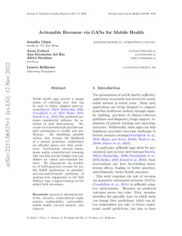 Actionable Recourse via GANs for Mobile Health