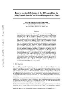 Improving the Efficiency of the PC Algorithm by Using Model-Based
  Conditional Independence Tests