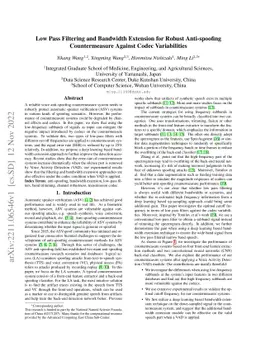 Low Pass Filtering and Bandwidth Extension for Robust Anti-spoofing
  Countermeasure Against Codec Variabilities