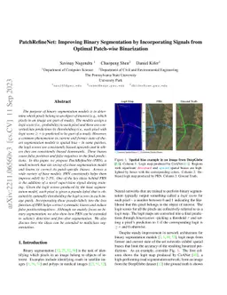 PatchRefineNet: Improving Binary Segmentation by Incorporating Signals
  from Optimal Patch-wise Binarization