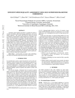 Efficient Speech Quality Assessment using Self-supervised Framewise
  Embeddings
