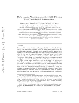 DATa: Domain Adaptation-Aided Deep Table Detection Using Visual-Lexical
  Representations