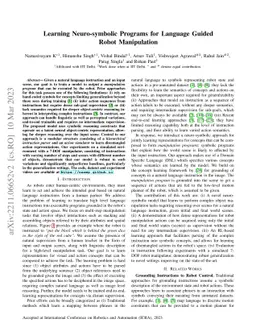 Learning Neuro-symbolic Programs for Language Guided Robot Manipulation