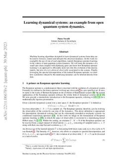 Learning dynamical systems: an example from open quantum system dynamics