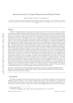Bayesian Learning of Coupled Biogeochemical-Physical Models