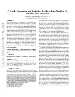 PriMask: Cascadable and Collusion-Resilient Data Masking for Mobile
  Cloud Inference