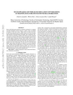 Multi-Speaker and Wide-Band Simulated Conversations as Training Data for
  End-to-End Neural Diarization