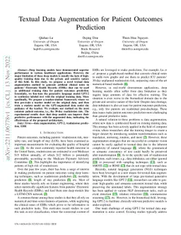 Textual Data Augmentation for Patient Outcomes Prediction