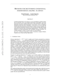 Methods for Recovering Conditional Independence Graphs: A Survey