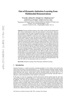 Out-of-Dynamics Imitation Learning from Multimodal Demonstrations
