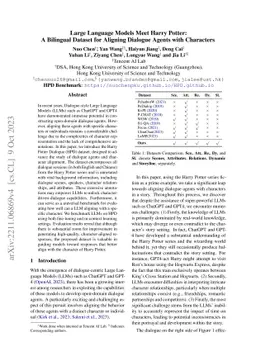 Large Language Models Meet Harry Potter: A Bilingual Dataset for
  Aligning Dialogue Agents with Characters