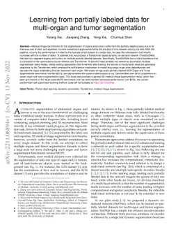 Learning from partially labeled data for multi-organ and tumor
  segmentation
