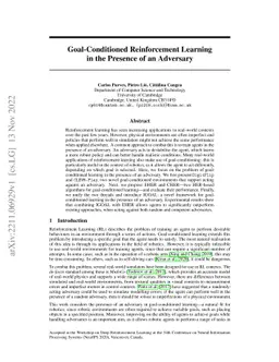 Goal-Conditioned Reinforcement Learning in the Presence of an Adversary