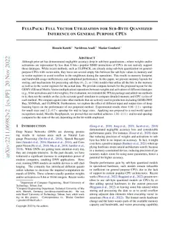 FullPack: Full Vector Utilization for Sub-Byte Quantized Inference on
  General Purpose CPUs