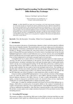 OpenPGP Email Forwarding Via Diverted Elliptic Curve Diffie-Hellman Key
  Exchanges