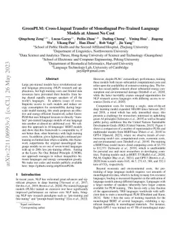 GreenPLM: Cross-Lingual Transfer of Monolingual Pre-Trained Language
  Models at Almost No Cost