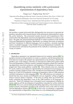 Quantifying syntax similarity with a polynomial representation of
  dependency trees
