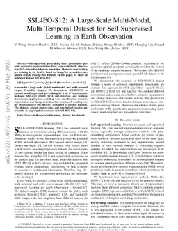 SSL4EO-S12: A Large-Scale Multi-Modal, Multi-Temporal Dataset for
  Self-Supervised Learning in Earth Observation