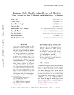 Language Model Classifier Aligns Better with Physician Word Sensitivity
  than XGBoost on Readmission Prediction