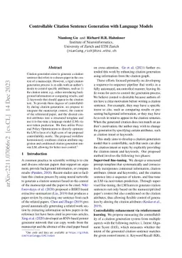 Controllable Citation Sentence Generation with Language Models