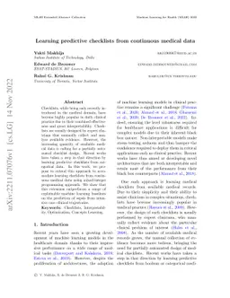 Learning predictive checklists from continuous medical data