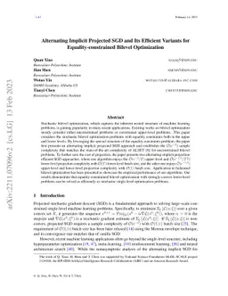 Alternating Implicit Projected SGD and Its Efficient Variants for
  Equality-constrained Bilevel Optimization