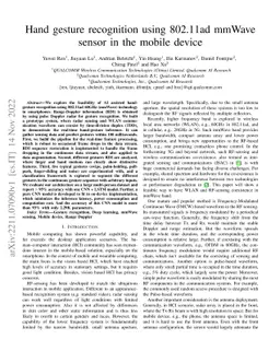 Hand gesture recognition using 802.11ad mmWave sensor in the mobile
  device