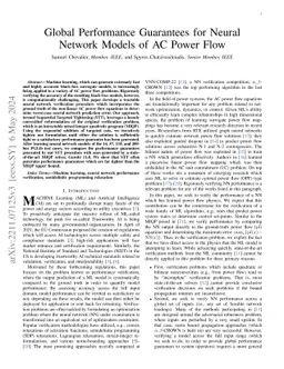Global Performance Guarantees for Neural Network Models of AC Power Flow