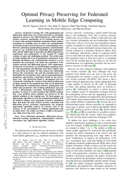 Optimal Privacy Preserving for Federated Learning in Mobile Edge
  Computing