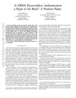 Is FIDO2 Passwordless Authentication a Hype or for Real?: A Position
  Paper