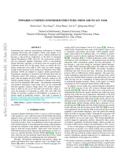 Towards A Unified Conformer Structure: from ASR to ASV Task