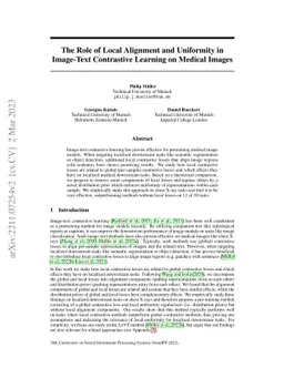 The Role of Local Alignment and Uniformity in Image-Text Contrastive
  Learning on Medical Images