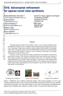 SVS: Adversarial refinement for sparse novel view synthesis
