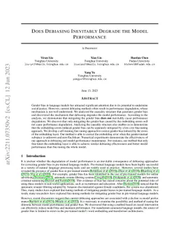 Does Debiasing Inevitably Degrade the Model Performance