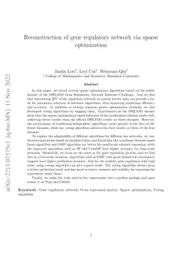 Reconstruction of gene regulatory network via sparse optimization