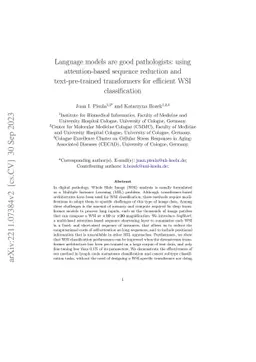 Language models are good pathologists: using attention-based sequence
  reduction and text-pretrained transformers for efficient WSI classification