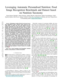 Leveraging Automatic Personalised Nutrition: Food Image Recognition
  Benchmark and Dataset based on Nutrition Taxonomy