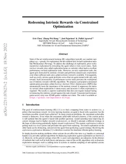Redeeming Intrinsic Rewards via Constrained Optimization