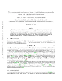 Alternating minimization algorithm with initialization analysis for
  r-local and k-sparse unlabeled sensing