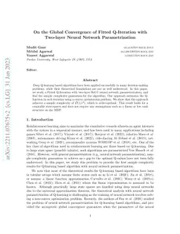 On the Global Convergence of Fitted Q-Iteration with Two-layer Neural
  Network Parametrization