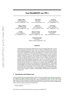 Fast DistilBERT on CPUs