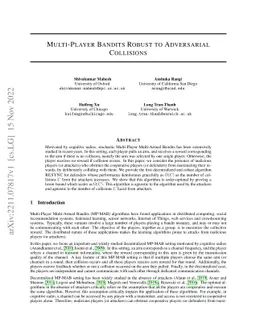 Multi-Player Bandits Robust to Adversarial Collisions